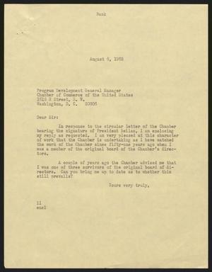 [Letter from I. H. Kempner to Program Development General Manager, August 6, 1963]
