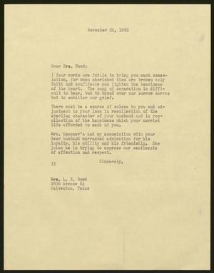 [Letter from Isaac H. Kempner to Mrs. L. E. Dowd, November 25, 1963]