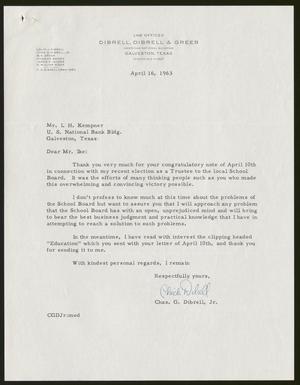 [Letter from Chase G. Dibrell, Jr. to Isaac H. Kempner, April 16, 1963]