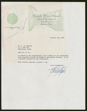 [Letter from A. Stanley Dreyfus to I. H. Kempner, February 28, 1963]
