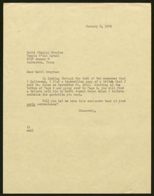 [Letter from Isaac H. Kempner to Stanley Dreyfus, January 2, 1963]