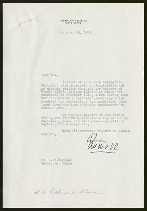 [Letter from Caswell P. Ellis, Jr. to I. H. Kempner, December 19, 1963]