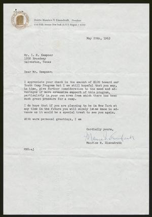 [Letter from Maurice N. Eisendrath to Isaac H. Kempner, May 20, 1963]