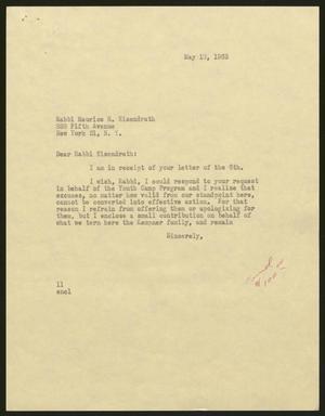 [Letter from Isaac H. Kempner to Maurice N. Eisendrath, May 10, 1963]