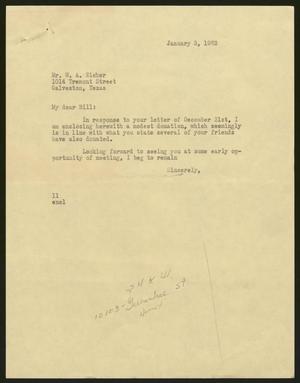 [Letter from Isaac H. Kempner to W. A. Eicher, January 3, 1963]