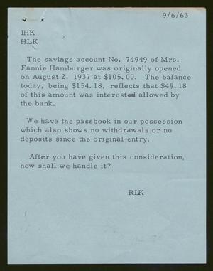 [Letter from Robert Lee Kempner to I. H. Kempner and Harris Leon Kempner, June 9, 1963]