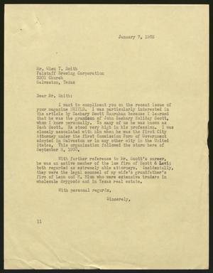 [Letter from Isaac H. Kempner to Glen T. Smith, January 7, 1963]