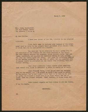 [Letter from I. H. Kempner to Mrs. Henry Oppenheimer, March 9, 1939]