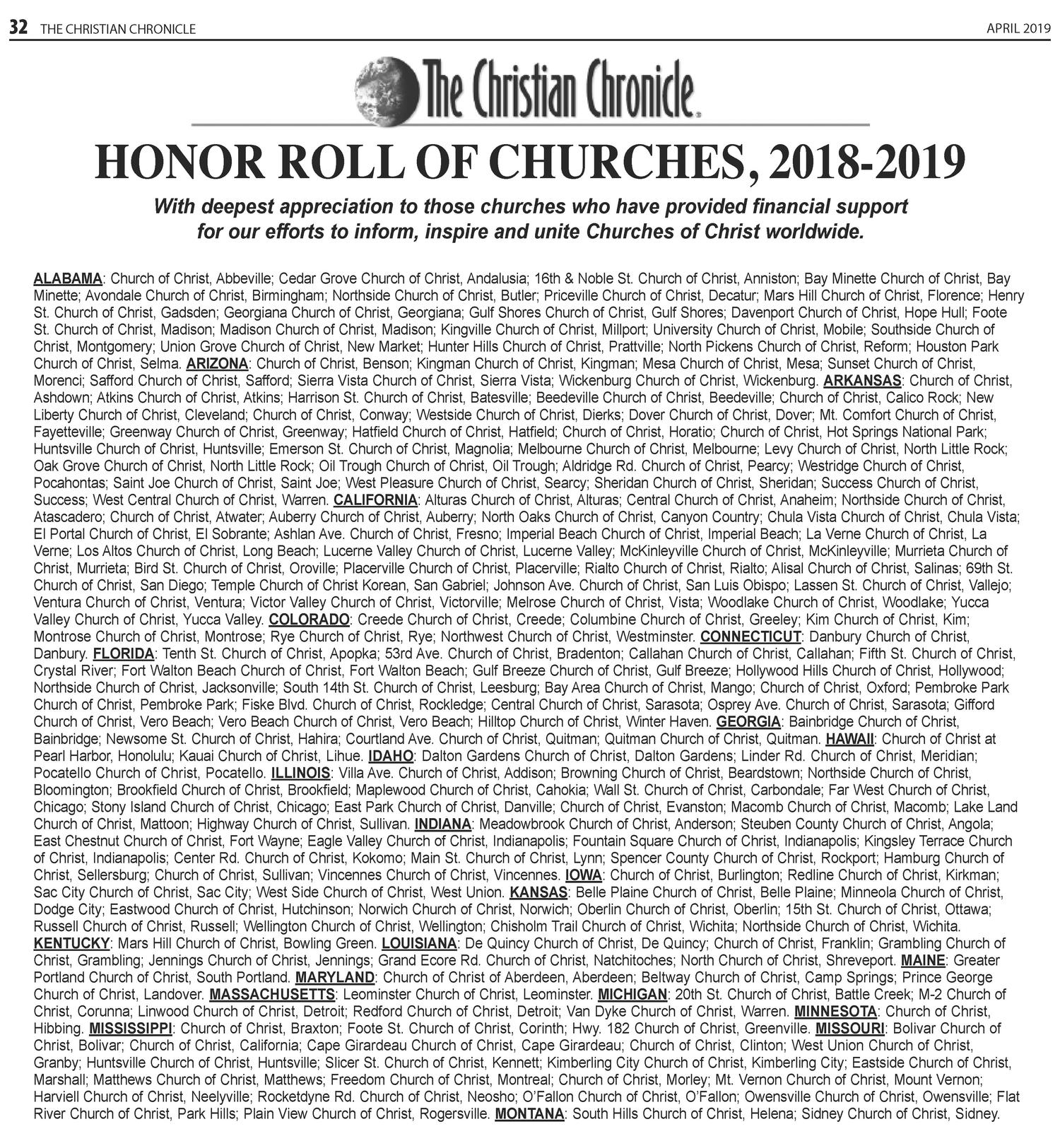 The Christian Chronicle (Oklahoma City, Okla.), Vol. 76, No. 3, Ed. 1 Monday, April 1, 2019
                                                
                                                    [Sequence #]: 31 of 35
                                                