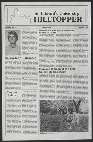 St. Edward's University Hilltopper (Austin, Tex.), Vol. 9, No. 17, Ed. 1 Friday, April 10, 1981