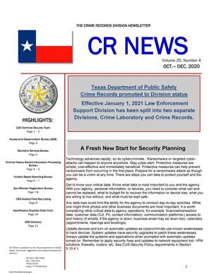 Primary view of object titled 'CR News, Volume 25, Number 4, October-December 2020'.