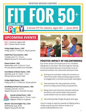 Primary view of object titled 'Fit For 50+, Catalog for Denton Senior Center: June 2018'.