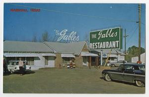 Primary view of object titled '[Postcard of the Gables Restaurant, Marshall, Texas]'.