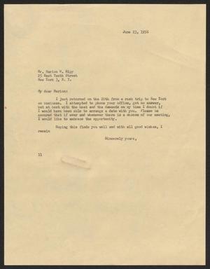 [Letter from Isaac H. Kempner to Marion W. Ripy, June 23, 1956]