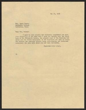 [Letter from Isaac H. Kempner to Laura Reesby, May 21, 1956]