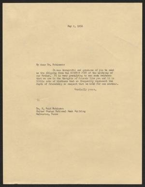 [Letter from Isaac H. Kempner to H. Reid Robinson, May 9, 1956]