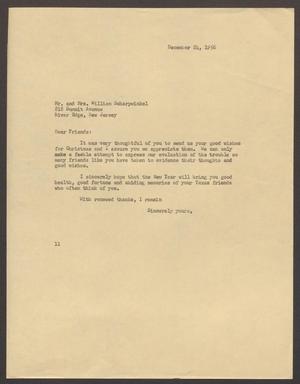 Primary view of object titled '[Letter from Isaac H. Kempner to Mr. and Mrs. Scharpwinkel, December 24, 1956]'.