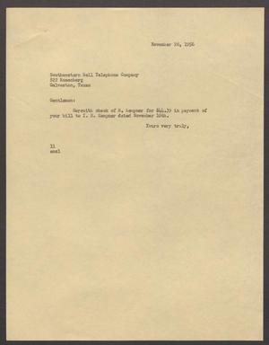 [Letter from Isaac H. Kempner to Southwestern Bell Telephone Company, November 26, 1956]