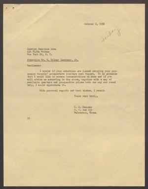 [Letter from Isaac H. Kempner to Swedish American Line, October 2, 1956]