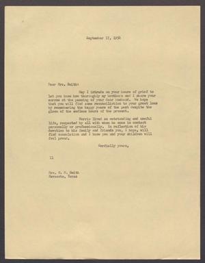 [Letter from Isaac H. Kempner to Mrs. Smith, September 17, 1956]