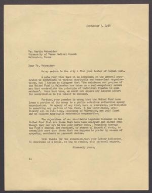 [Letter from I. H. Kempner to Dr. Martin Schneider, September 7, 1956]