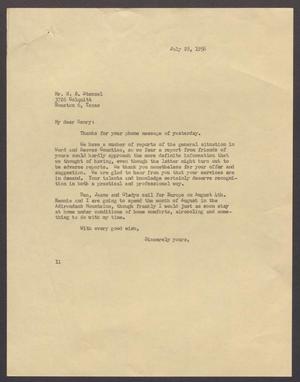 [Letter from Isaac H. Kempner to H. B. Stenzel, July 28, 1956]