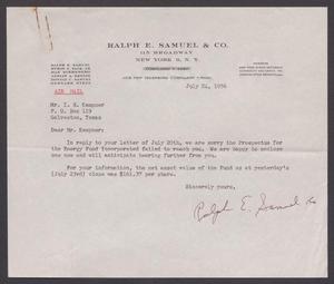 [Letter from Ralph E. Samuel to I. H. Kempner, July 24, 1956]