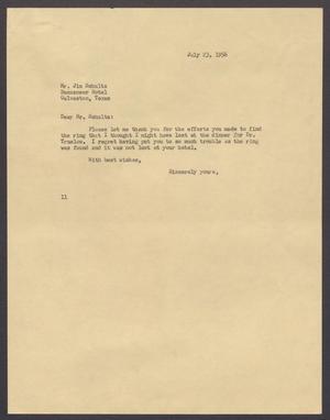 [Letter from Isaac H. Kempner to Jim Schultz, July 23, 1956]