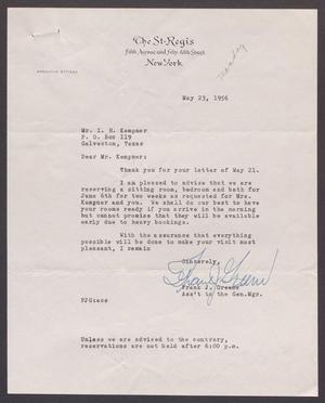 [Letter from Frank J. Greene to I. H. Kempner, May 23, 1956]