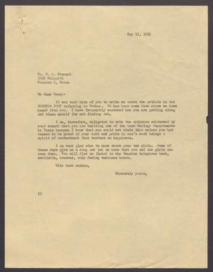 [Letter from I. H. Kempner to Henryk B. Stenzel, May 17, 1956]