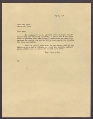 [Letter from Isaac H. Kempner to Star Drug Store, May 8, 1956]