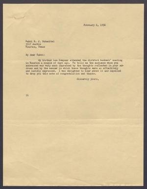 [Letter from Isaac H. Kempner to H. J. Schachtel, February 6, 1956]