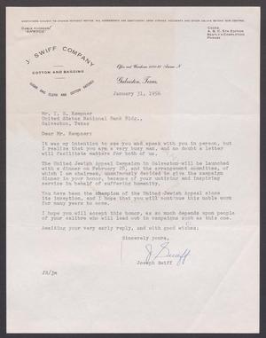 [Letter from Joseph Swiff to Isaac H. Kempner, January 31, 1956]
