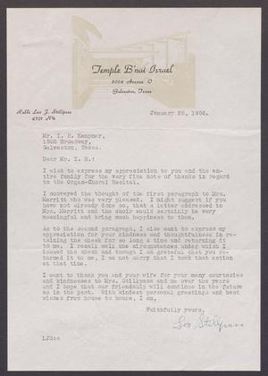 [Letter from Rabbi Leo J. Stillpass to I. H. Kempner, January 25, 1956]