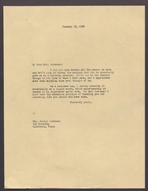 [Letter from Isaac H. Kempner to Adolph Suderman, January 18, 1956]