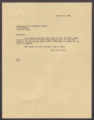 [Letter from Isaac H. Kempner to Southwestern Bell Telephone Company, January 10, 1956]