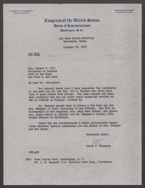 [Letter from Clark W. Thompson to Robert W. Dill, October 16, 1956]