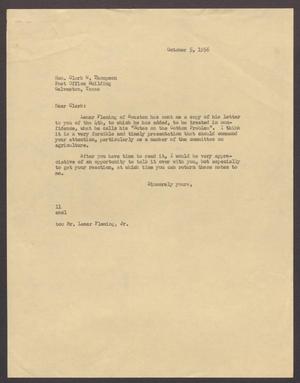 [Letter from Isaac H. Kempner to Clark W. Thompson, October 5, 1956]