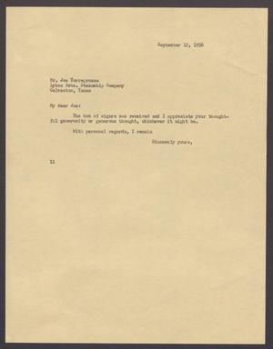 [Letter from Isaac H. Kempner to Joe Torregrossa, September 12, 1956]