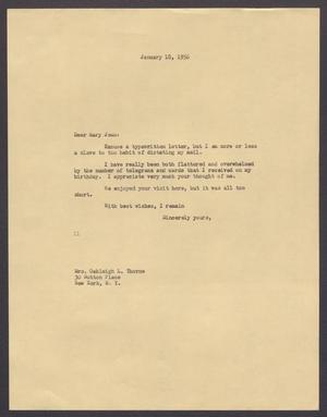[Letter from Isaac H. Kempner to Mary Jean Kempner, January 18, 1956]