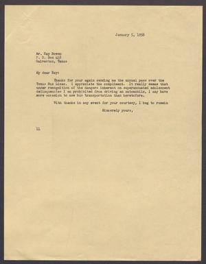 [Letter from Isaac H. Kempner to Ray Bowen, January 5, 1956]