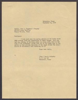 [Letter from Isaac H. Kempner to John L. Tompkins & Company, September 24, 1956]