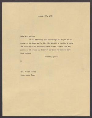 [Letter from Isaac H. Kempner to Minnie Ulrich, January 17, 1956]