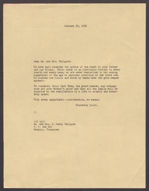 [Letter from Isaac H. Kempner to Mr. and Mrs Vellguth, January 30, 1956]