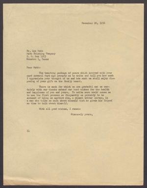[Letter from Isaac H. Kempner to Lee Webb, December 26, 1956]