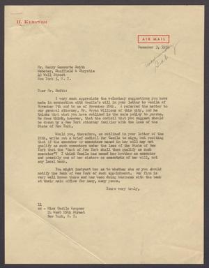 [Letter from I. H. Kempner to Mr. Henry Cassorte Smith, December 3, 1956]
