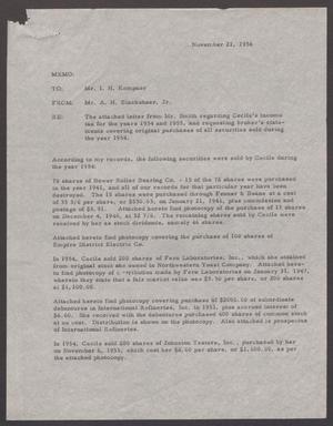 [Letter from A. H. Blackshear, Jr. to I. H. Kempner, November 21, 1956]