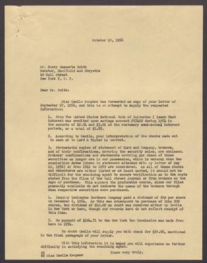 [Letter from Otto Marx to Henry Cassarte Smith, October 10, 1956]