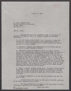[Letter from Otto Marx to Mr. Henry Cassarte Smith, October 10, 1956]