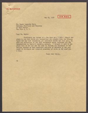 [Letter from Isaac H. Kempner to Henry Cassorte Smith, May 21, 1956]